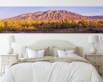 New Mexico Photography - Albuquerque Sandia Mountains Fall - Panorama Canvas Print - Landscape Wall Art and Home Decor - Fine Art Print