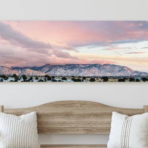New Mexico Photography - Albuquerque Sandia Mountains Winter - Panorama Canvas Print - Landscape Wall Art and Home Decor - Fine Art Print