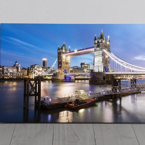 London Photography - Tower Bridge Night - River Thames - Canvas, Metal, Paper Print - Landscape Wall Art and Home Decor - Fine Art Print