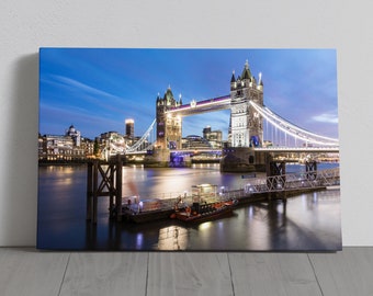 London Photography - Tower Bridge Night - River Thames - Canvas, Metal, Paper Print - Landscape Wall Art and Home Decor - Fine Art Print