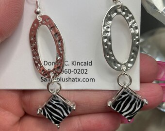 Silver zebra earrings