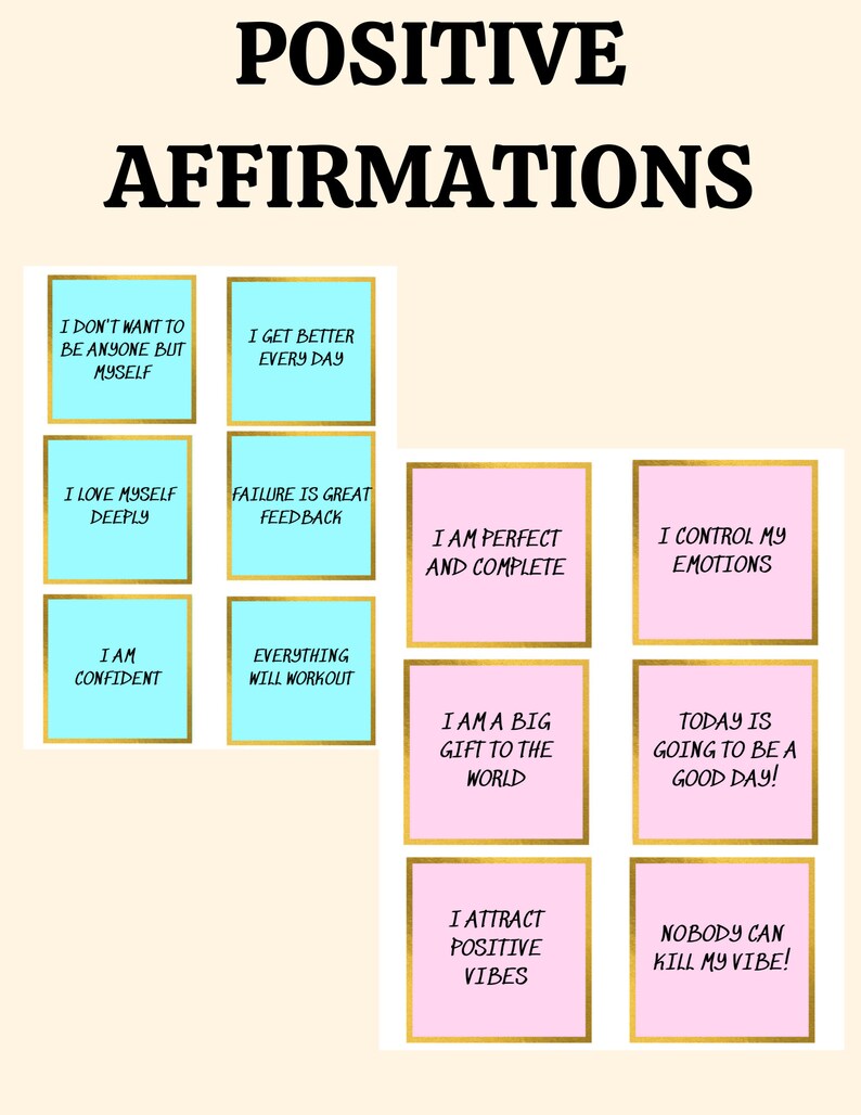 Positive Affirmations for Teens, Daily Affirmations Digital Printable for Teens, Gratitude Daily ...