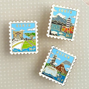 Pokemon Region Stempel Pins - KANTO, JOHTO, HOENN