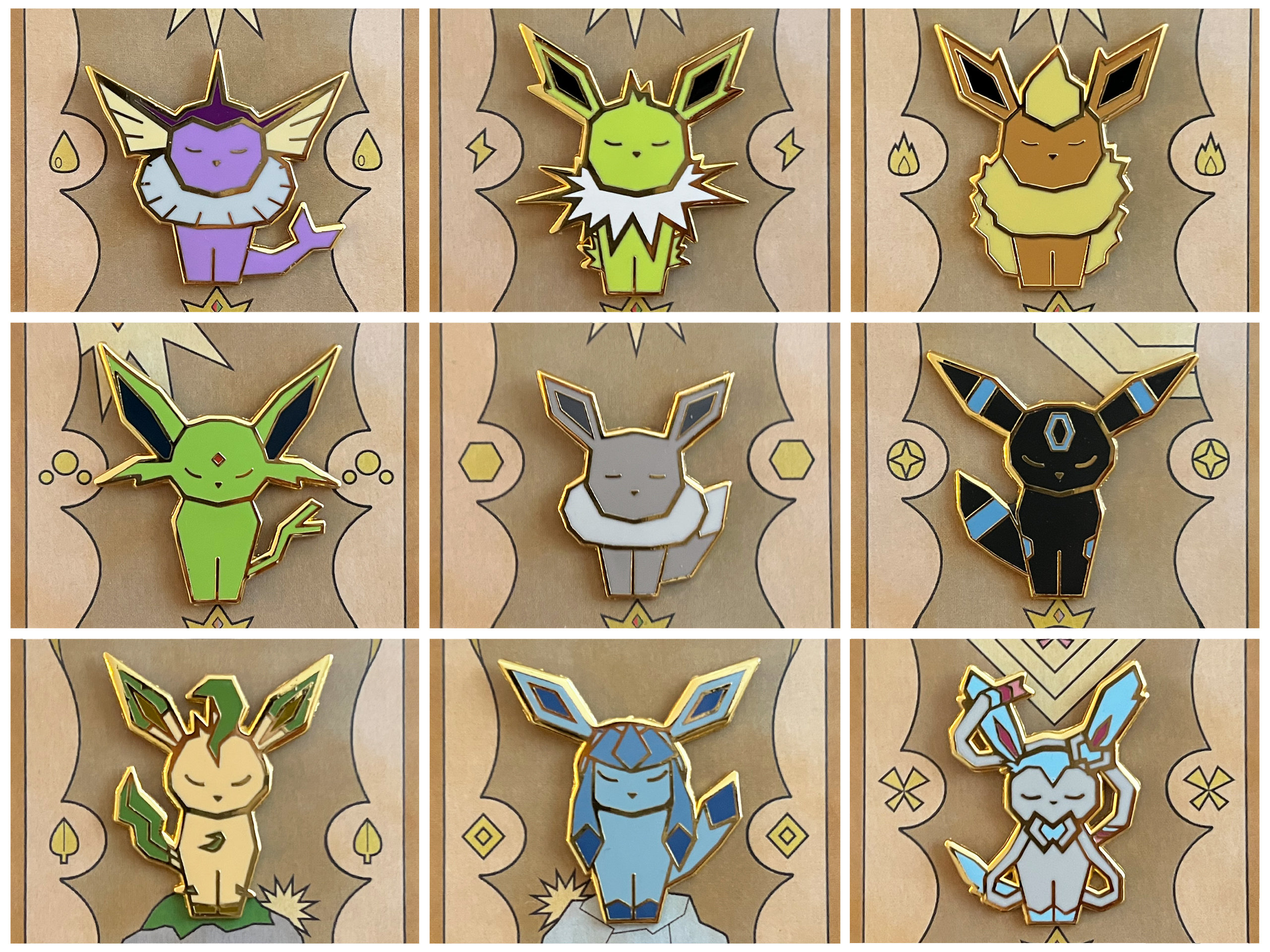 Shiny Eeveelutions Pins Geometric Style Hard Enamel Pins Etsy