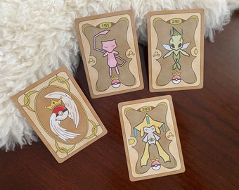 Mew, Celebi, Jirachi - Pokemon Geometric Cards - Set of 3