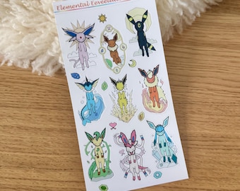 Hoja de pegatinas de Elemental Eeveelutions: pegatinas impermeables