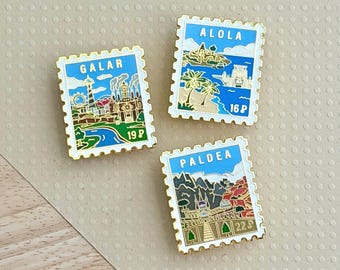 Pokemon Region Stamp Pins - ALOLA, GALAR, PALDEA