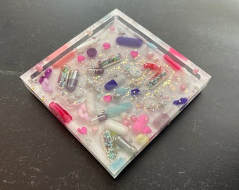 Pastel Chill Pill Square Trinket Tray