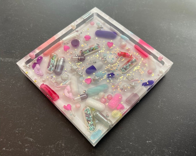 Pastel Chill Pill Square Trinket Tray