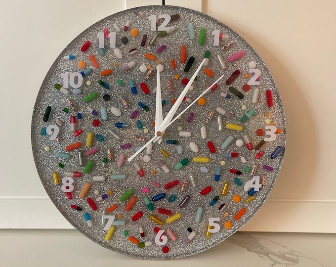 Large Disco Ball Chill Pill Wall Clock without Sprinkles