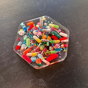 Clear Chill Pill Hexagon Coaster with Sprinkles (Single)