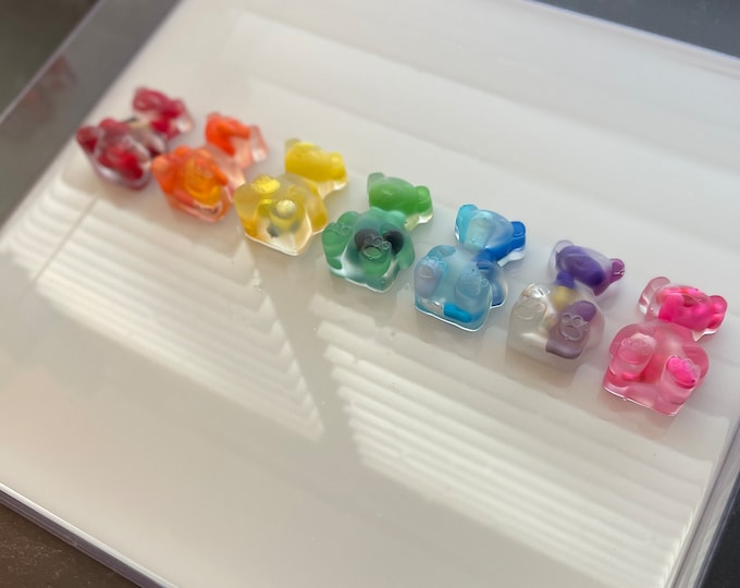 12"x12" Chill Pill Resin Art - Rainbow Bears