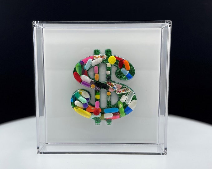 7.5"x7.5" Chill Pill Resin Art - Cash