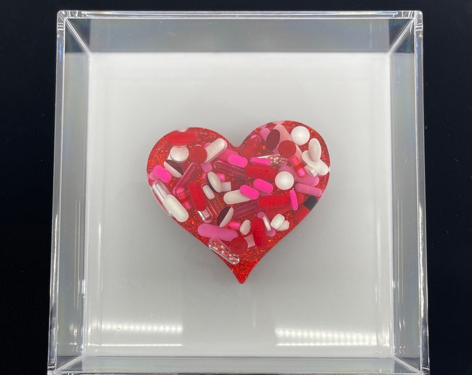 NEW 7.5"x7.5" Chill Pill Resin Art - Red Hot Love