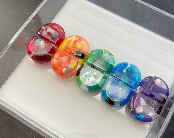 NEW 7.5"x7.5" Chill Pill Resin Art - Rainbow Capsules