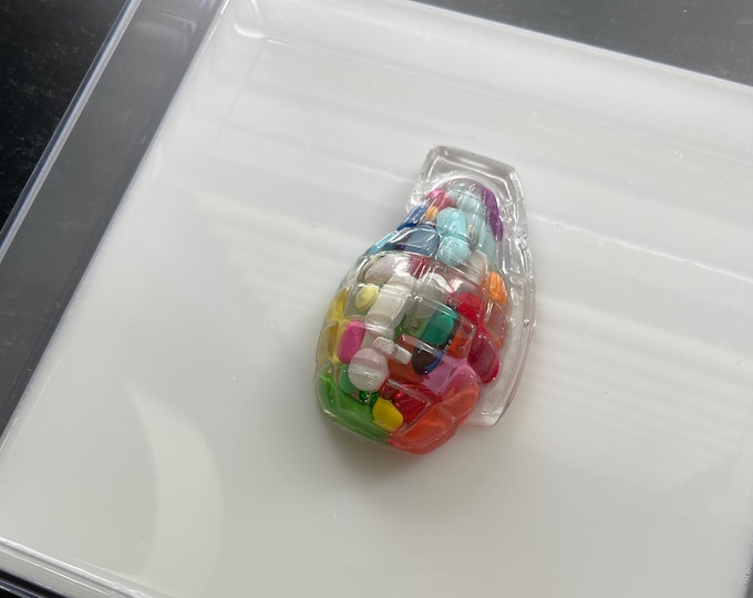 7.5"x7.5" Chill Pill Resin Art - Pull the Pin