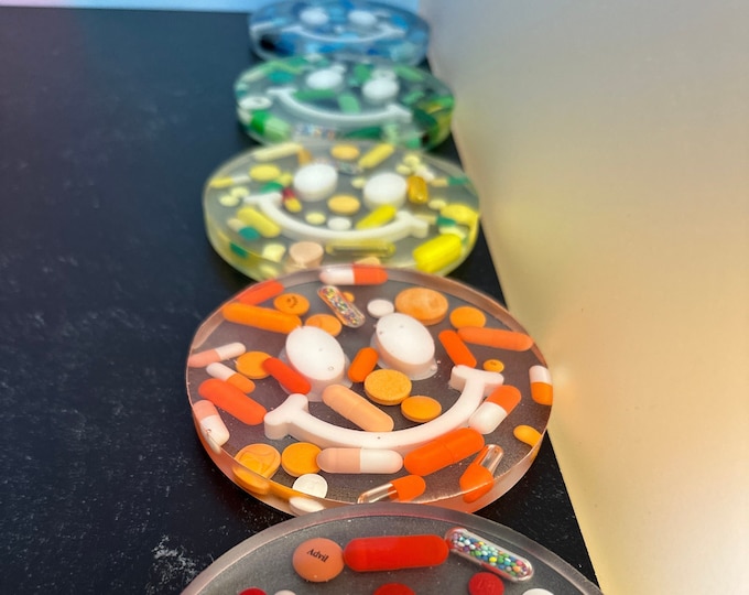 One Color Smiley Chill Pill Coaster