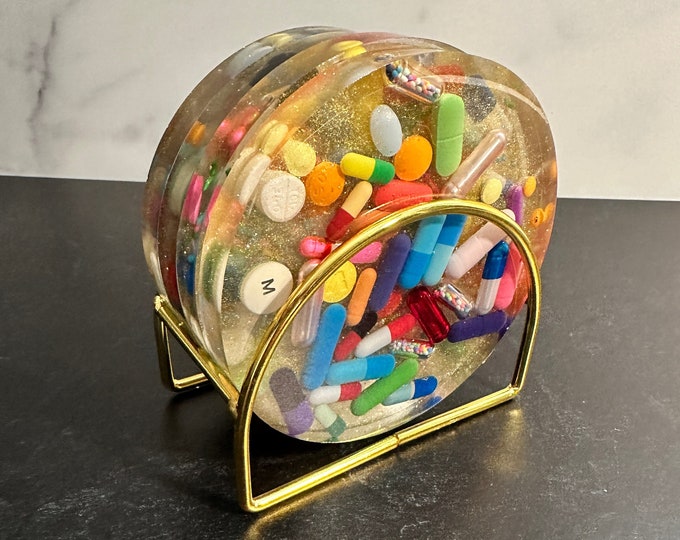 Gold Half Moon Wire Coaster Holder