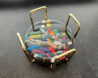 Octagon Gold Metal Coaster Holder