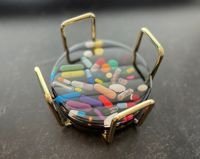 Octagon Gold Metal Coaster Holder