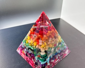 Rainbow Pill Paperweight Pyramid - 6"