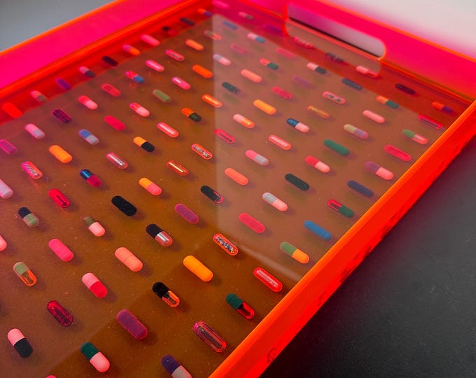 Neon Chill Pill Grid 12x16 Tray with Handles - Pink