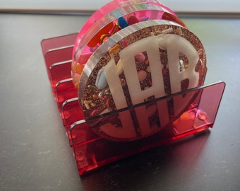 Transparent Red Coaster Holder