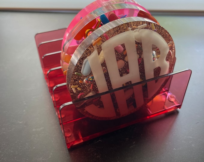 Transparent Red Coaster Holder