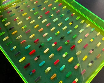 Neon Chill Pill Grid 12x16 Tray with Handles - Green