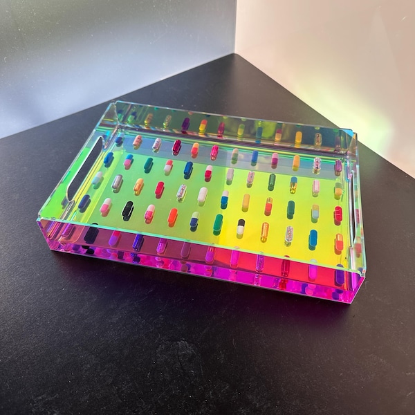 Iridescent Chill Pill Grid 9x12 Tray with Handles