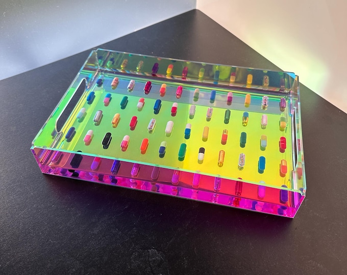 Iridescent Chill Pill Grid 9x12 Tray with Handles