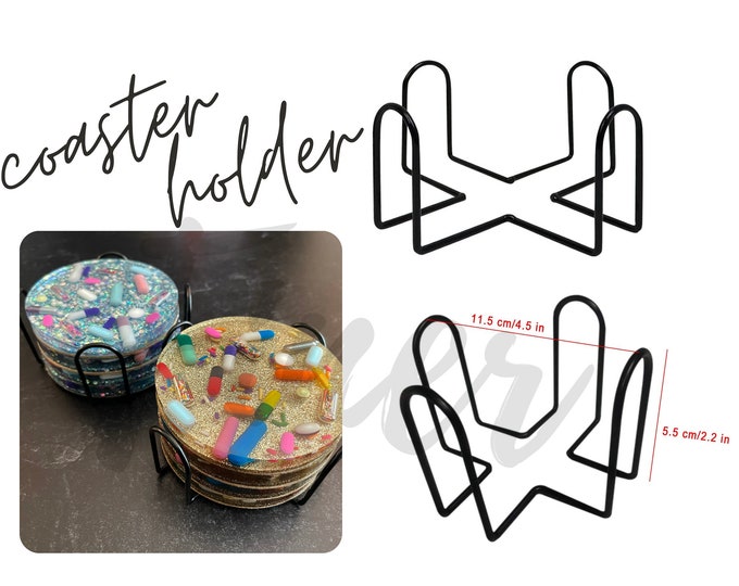 Wire Coaster Holder - Black, Silver or Gold