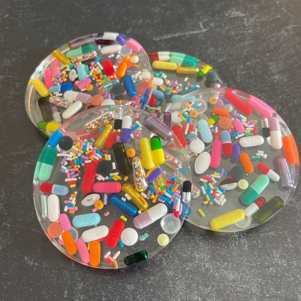 Clear Chill Pill Coaster with Sprinkles (Single)