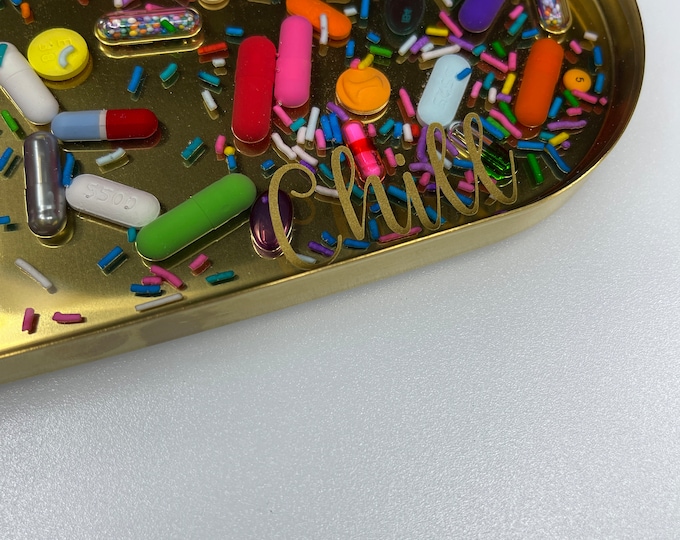 Ready to Ship! One & Done - Gold Chill Pill Tray - Small "Chill" Only
