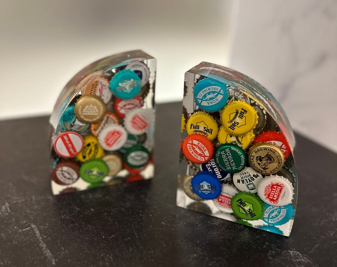 Beer Bottlecaps Bookends