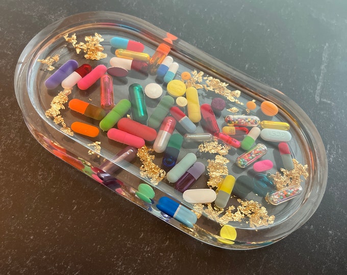 Chill Pill Resin Tray with Gold Flakes
