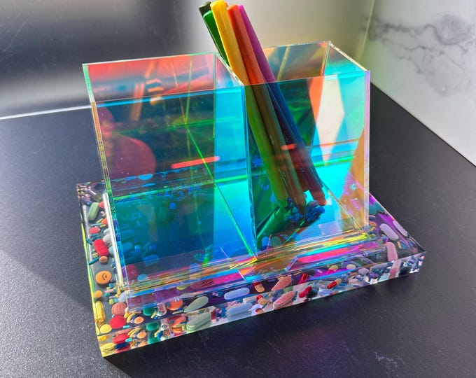 Holographic Chill Pill Pen Two Compartment Pencil Holder (Single)