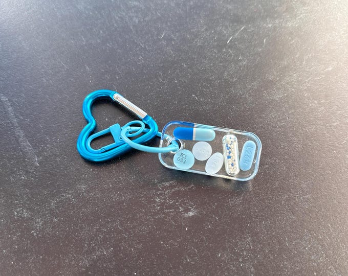 Small Rectangle Chill Pill Keychain - Blue