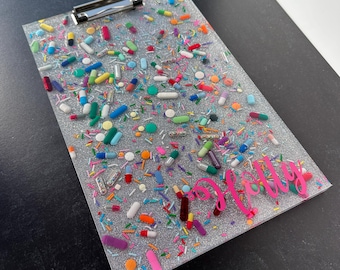 Customized Disco Ball Chill Pill Clipboard with Sprinkles