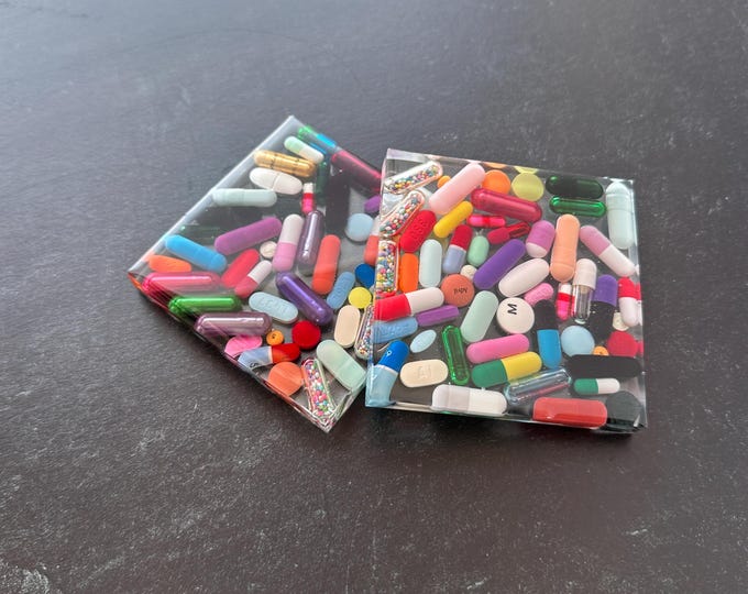 Smaller Overdosed Square Chill Pill Coaster Set