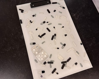 Black, Silver, & White Chill Pill Clipboard