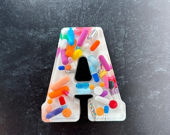 White or Black Background 4" Standing Chill Pill Desk Letters (Single)