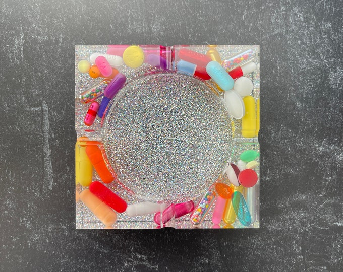 Small Square Disco Ball Chill Pill Ashtray