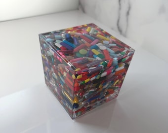 Chill Pill Paperweight Cube - 3", 4", 5", or 6"