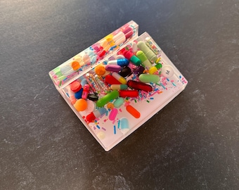 White Chill Pill Business Card Holder