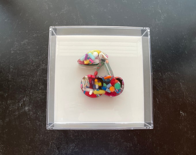 7.5"x7.5" Chill Pill Resin Art - Cherries
