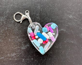 Heart Chill Pill Keychain - Pastel