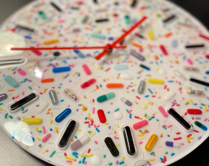 Large Chill Pill Wall Clock with Sprinkles