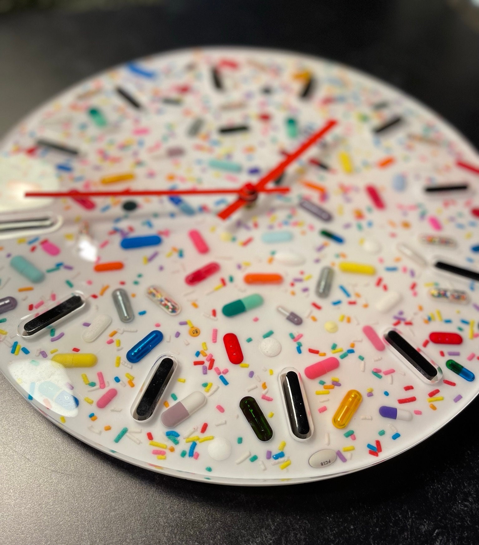 Large Chill Pill Wall Clock with Sprinkles