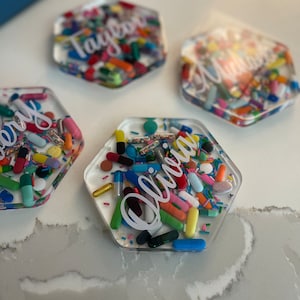 Personalized Clear Chill Pill Hexagon Coaster (Single)